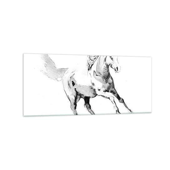 Obraz na szkle - Nieujarzmiona dusza - 120x50cm - Koń Zwierzęta Grafika - Nowoczesny szklany obraz na ścianę do salonu do sypialni ARTTOR ARTTOR