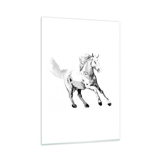 Obraz na szkle - Nieujarzmiona dusza - 80x120cm - Koń Zwierzęta Grafika - Nowoczesny szklany obraz na ścianę do salonu do sypialni ARTTOR ARTTOR