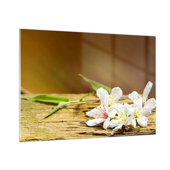 Obraz na szkle - Niewinna obietnica - 100x70cm - Kwiaty Bambus Spa - Nowoczesny foto szklany obraz do salonu do sypialni ARTTOR ARTTOR