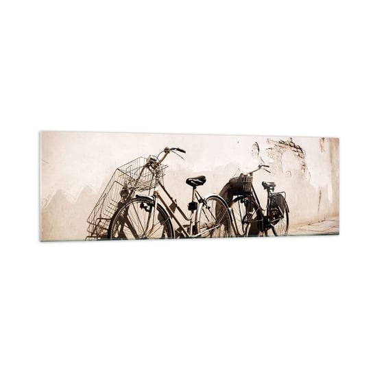 Obraz na szkle - Niezapomniany urok przeszłości - 160x50cm - Rower Podróż Vintage - Nowoczesny foto szklany obraz do salonu do sypialni ARTTOR ARTTOR