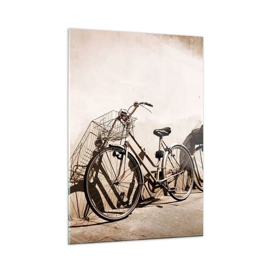 Obraz na szkle - Niezapomniany urok przeszłości - 50x70cm - Rower Podróż Vintage - Nowoczesny szklany obraz do salonu do sypialni ARTTOR ARTTOR
