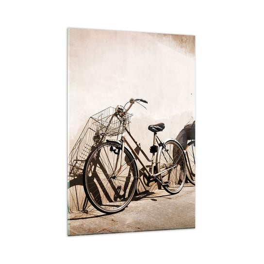 Obraz na szkle - Niezapomniany urok przeszłości - 80x120cm - Rower Podróż Vintage - Nowoczesny szklany obraz na ścianę do salonu do sypialni ARTTOR ARTTOR