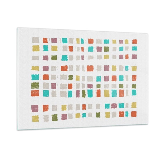 Obraz na szkle - Nieznana gra - 120x80cm - Pastelowe Kwadraty Minimalizm - Nowoczesny szklany obraz na ścianę do salonu do sypialni ARTTOR ARTTOR
