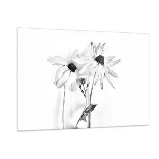 Obraz na szkle - Nikt nie chce być sam - 120x80cm - Kwiaty Czarno-Biały Natura - Nowoczesny szklany obraz na ścianę do salonu do sypialni ARTTOR ARTTOR
