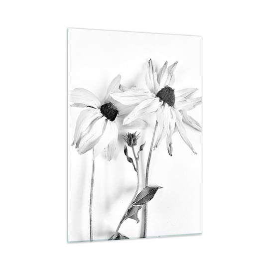 Obraz na szkle - Nikt nie chce być sam - 50x70cm - Kwiaty Czarno-Biały Natura - Nowoczesny szklany obraz do salonu do sypialni ARTTOR ARTTOR