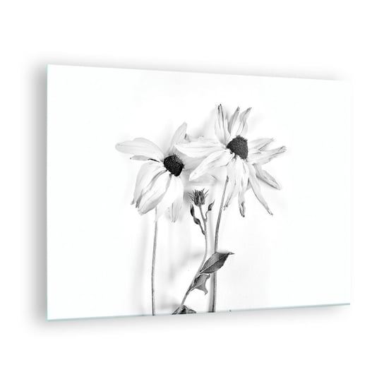 Obraz na szkle - Nikt nie chce być sam - 70x50cm - Kwiaty Czarno-Biały Natura - Nowoczesny szklany obraz do salonu do sypialni ARTTOR ARTTOR