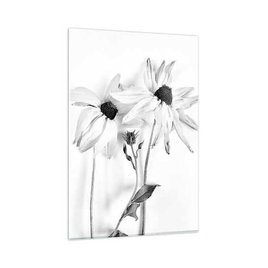 Obraz na szkle - Nikt nie chce być sam - 80x120cm - Kwiaty Czarno-Biały Natura - Nowoczesny szklany obraz na ścianę do salonu do sypialni ARTTOR ARTTOR