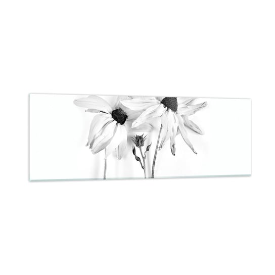 Obraz na szkle - Nikt nie chce być sam - 90x30cm - Kwiaty Czarno-Biały Natura - Nowoczesny szklany obraz do salonu do sypialni ARTTOR ARTTOR