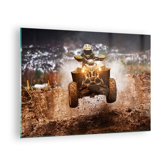 Obraz na szkle - No risk no fun - 70x50cm - Sport Quad Wyścig - Nowoczesny szklany obraz do salonu do sypialni ARTTOR ARTTOR