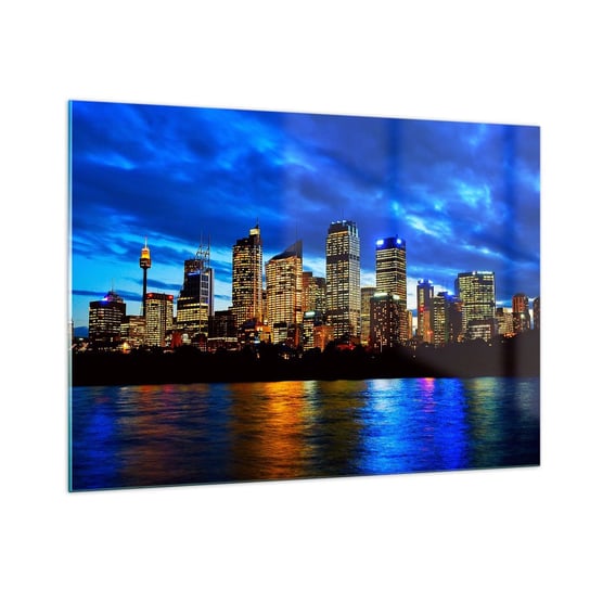 Obraz na szkle - Noc świateł i barw - 100x70cm - Miasto Sydney Architektura - Nowoczesny foto szklany obraz do salonu do sypialni ARTTOR ARTTOR