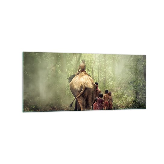 Obraz na szkle - Nowa Księga Dżungli - 120x50cm - Krajobraz Słoń Dżungla - Nowoczesny szklany obraz na ścianę do salonu do sypialni ARTTOR ARTTOR