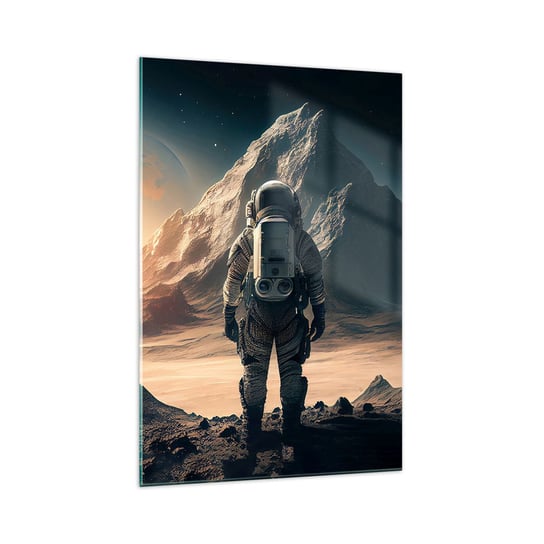 Obraz na szkle - Nowe wyzwanie - 70x100cm - Astronauta Planeta Kosmos - Nowoczesny foto szklany obraz do salonu do sypialni ARTTOR ARTTOR