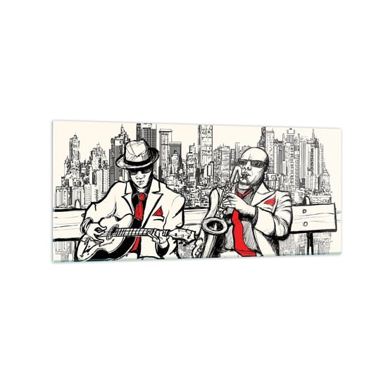 Obraz na szkle - Nowojorska improwizacja - 120x50cm - Muzyka Jazz Nowy Jork - Nowoczesny szklany obraz na ścianę do salonu do sypialni ARTTOR ARTTOR