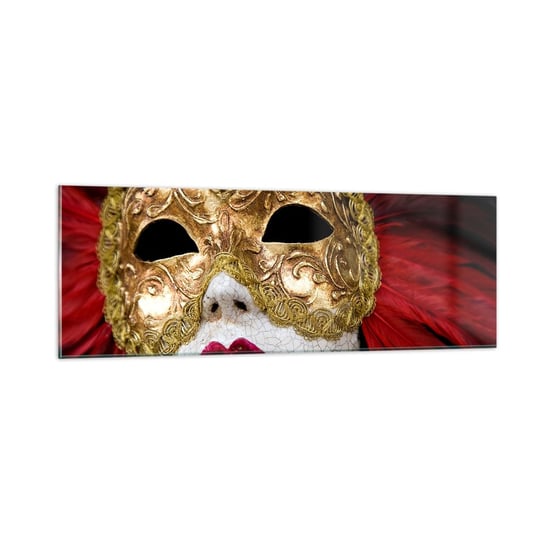 Obraz na szkle - Obietnica karnawałowej przygody - 90x30cm - Maska Wenecka Sztuka Wenecja - Nowoczesny szklany obraz do salonu do sypialni ARTTOR ARTTOR