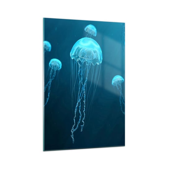 Obraz na szkle - Oceaniczny taniec - 70x100cm - Meduza Ocean Woda - Nowoczesny foto szklany obraz do salonu do sypialni ARTTOR ARTTOR
