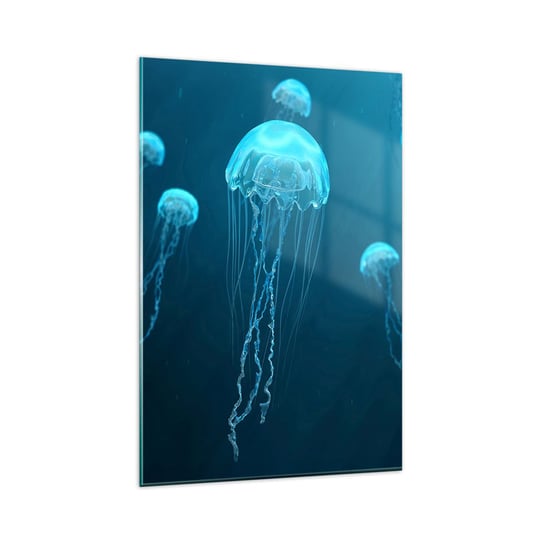 Obraz na szkle - Oceaniczny taniec - 80x120cm - Meduza Ocean Woda - Nowoczesny szklany obraz na ścianę do salonu do sypialni ARTTOR ARTTOR