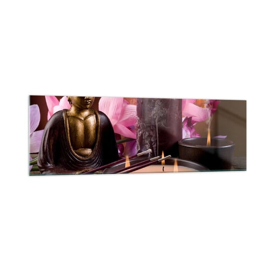 Obraz na szkle - Oczyścić umysł, uspokoić ciało - 160x50cm - Budda Religia Kwiaty - Nowoczesny foto szklany obraz do salonu do sypialni ARTTOR ARTTOR
