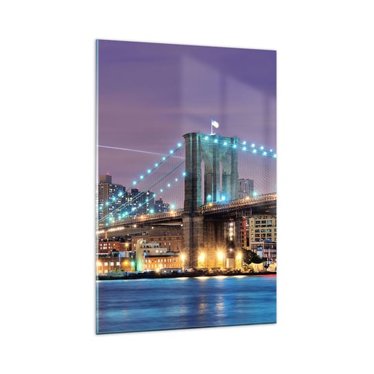 Obraz na szkle - Od wielu lat Brookliński Most - 80x120cm - Miasto Nowy Jork Most Brookliński - Nowoczesny szklany obraz na ścianę do salonu do sypialni ARTTOR ARTTOR