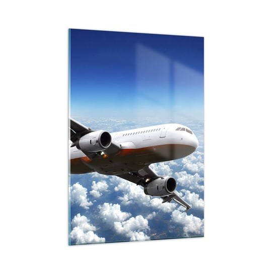 Obraz na szkle - Oderwij się od tego wszystkiego - 50x70cm - Samolot Podróże Chmury - Nowoczesny szklany obraz do salonu do sypialni ARTTOR ARTTOR