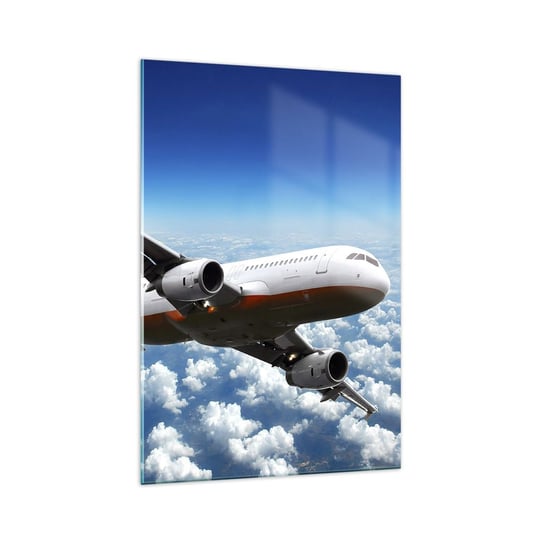 Obraz na szkle - Oderwij się od tego wszystkiego - 70x100cm - Samolot Podróże Chmury - Nowoczesny foto szklany obraz do salonu do sypialni ARTTOR ARTTOR