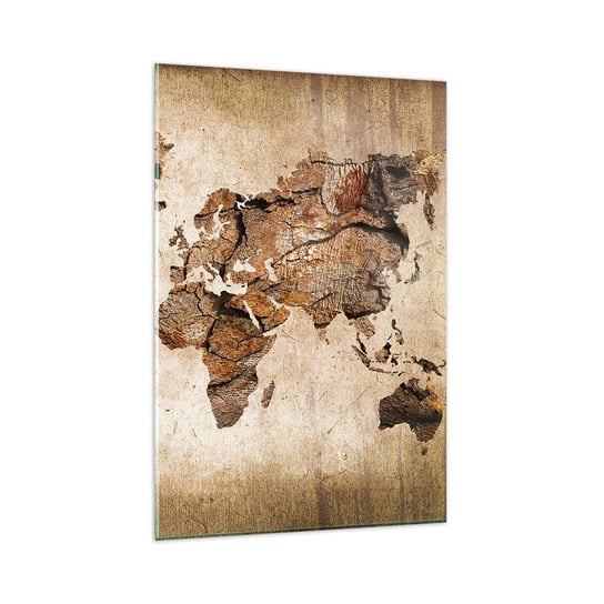 Obraz na szkle - Odkrycie świata - 80x120cm - Mapa Świata Kontynenty Podróże - Nowoczesny szklany obraz na ścianę do salonu do sypialni ARTTOR ARTTOR