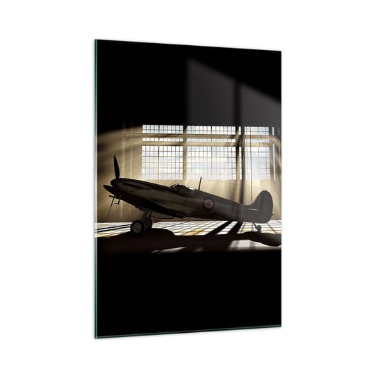 Obraz na szkle - Odpoczynek wojownika - 50x70cm - Lotnictwo Hangar Lotniczy Samolot - Nowoczesny szklany obraz do salonu do sypialni ARTTOR ARTTOR