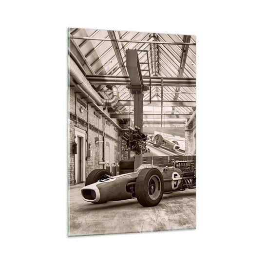 Obraz na szkle - Odpoczynek zwycięzcy - 80x120cm - Formuła 1 Retro Motoryzacja - Nowoczesny szklany obraz na ścianę do salonu do sypialni ARTTOR ARTTOR