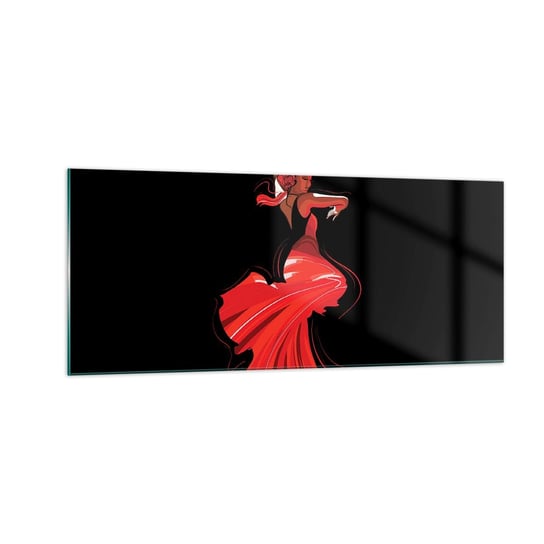 Obraz na szkle - Ognisty duch flamenco - 100x40cm - Tancerka Flamenco Taniec - Nowoczesny foto szklany obraz do salonu do sypialni ARTTOR ARTTOR