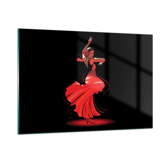 Obraz na szkle - Ognisty duch flamenco - 120x80cm - Tancerka Flamenco Taniec - Nowoczesny szklany obraz na ścianę do salonu do sypialni ARTTOR ARTTOR