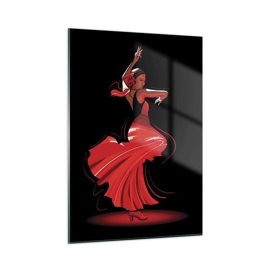 Obraz na szkle - Ognisty duch flamenco - 50x70cm - Tancerka Flamenco Taniec - Nowoczesny szklany obraz do salonu do sypialni ARTTOR ARTTOR