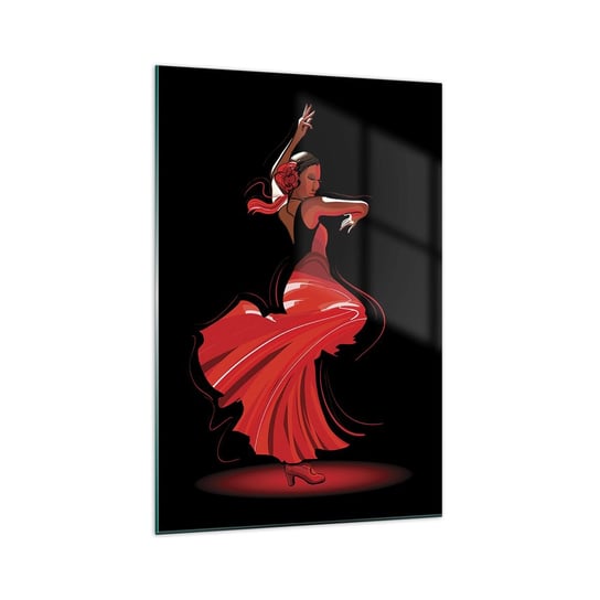 Obraz na szkle - Ognisty duch flamenco - 70x100cm - Tancerka Flamenco Taniec - Nowoczesny foto szklany obraz do salonu do sypialni ARTTOR ARTTOR
