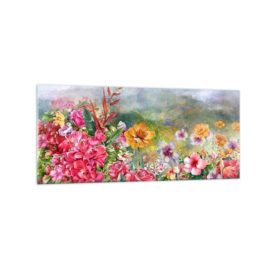 Obraz na szkle - Ogród, który oszalał - 120x50cm - Kwiaty Ogród Natura - Nowoczesny szklany obraz na ścianę do salonu do sypialni ARTTOR ARTTOR