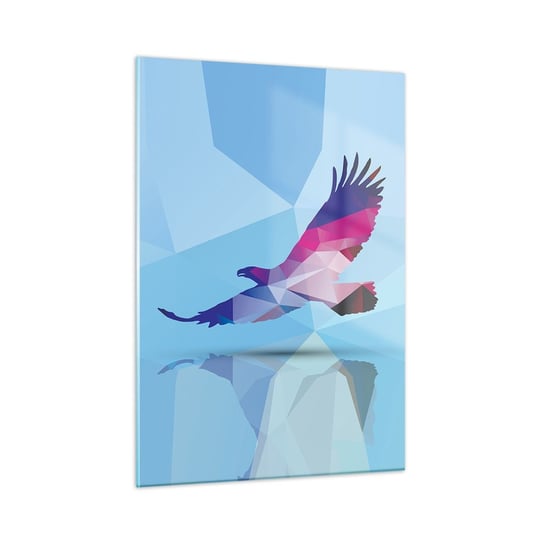 Obraz na szkle - Orzeł w liliowym krysztale - 50x70cm - Ptak Orzeł Figura Geometryczna - Nowoczesny szklany obraz do salonu do sypialni ARTTOR ARTTOR
