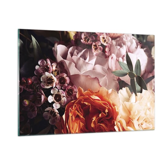 Obraz na szkle - Otulone pięknem - 120x80cm - Kwiaty Bukiet Kwiatów Róża - Nowoczesny szklany obraz na ścianę do salonu do sypialni ARTTOR ARTTOR