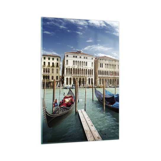 Obraz na szkle - Pałace w błękicie - 80x120cm - Miasto Wenecja Architektura - Nowoczesny szklany obraz na ścianę do salonu do sypialni ARTTOR ARTTOR