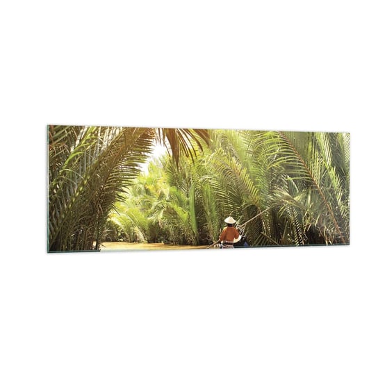 Obraz na szkle - Palmowym wąwozem - 140x50cm - Rzeka Mekong Wietnam Krajobraz - Nowoczesny szklany obraz do salonu do sypialni ARTTOR ARTTOR