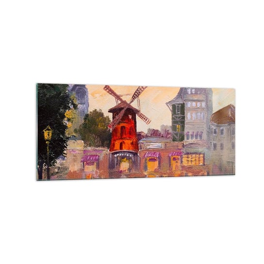 Obraz na szkle - Paryskie ikony – Moulin Rouge - 120x50cm - Paryż Wiatrak Moulin Rouge - Nowoczesny szklany obraz na ścianę do salonu do sypialni ARTTOR ARTTOR