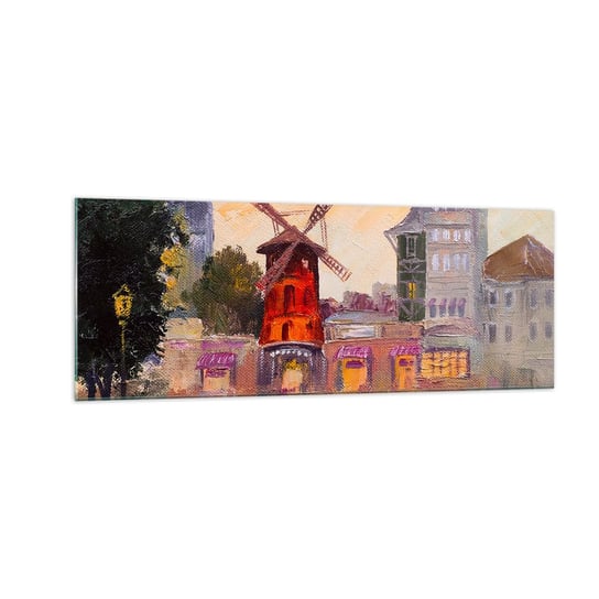 Obraz na szkle - Paryskie ikony – Moulin Rouge - 140x50cm - Paryż Wiatrak Moulin Rouge - Nowoczesny szklany obraz do salonu do sypialni ARTTOR ARTTOR