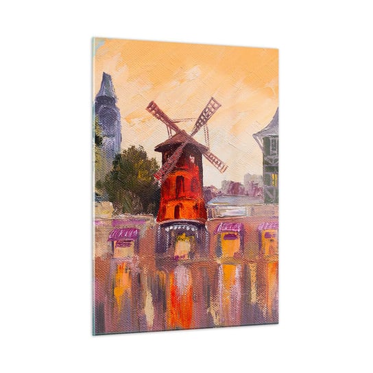 Obraz na szkle - Paryskie ikony – Moulin Rouge - 50x70cm - Paryż Wiatrak Moulin Rouge - Nowoczesny szklany obraz do salonu do sypialni ARTTOR ARTTOR