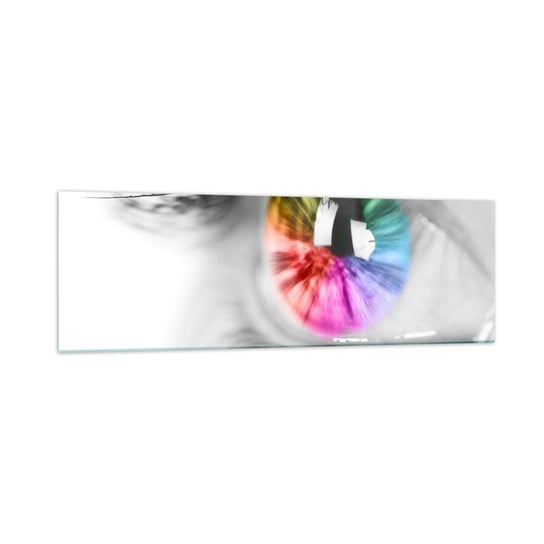 Obraz na szkle - Patrzeć na świat kolorowo - 160x50cm - Abstrakcja Kolorowe Oko 3D - Nowoczesny foto szklany obraz do salonu do sypialni ARTTOR ARTTOR