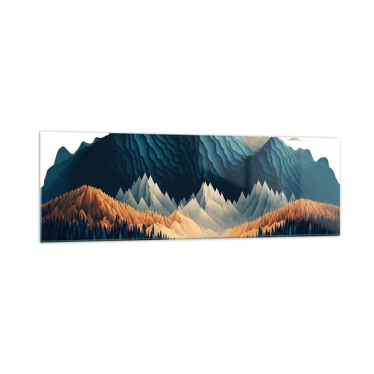Obraz na szkle - Pejzaż górski doskonały - 160x50cm - 3D Góry Ostre - Nowoczesny foto szklany obraz do salonu do sypialni ARTTOR ARTTOR