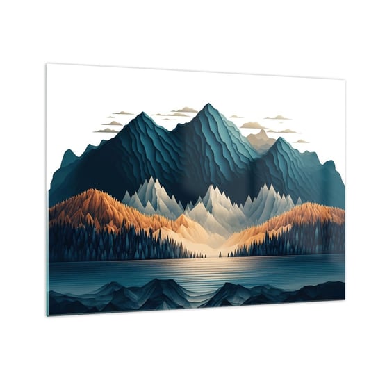 Obraz na szkle - Pejzaż górski doskonały - 70x50cm - 3D Góry Ostre - Nowoczesny szklany obraz do salonu do sypialni ARTTOR ARTTOR