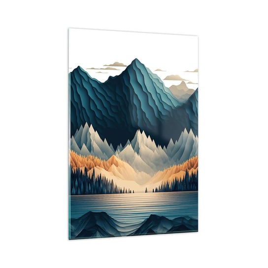 Obraz na szkle - Pejzaż górski doskonały - 80x120cm - 3D Góry Ostre - Nowoczesny szklany obraz na ścianę do salonu do sypialni ARTTOR ARTTOR