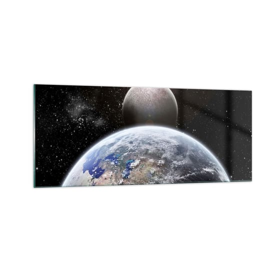 Obraz na szkle - Pejzaż kosmiczny - wschód słońca - 100x40cm - Kosmos Abstrakcja 3D - Nowoczesny foto szklany obraz do salonu do sypialni ARTTOR ARTTOR