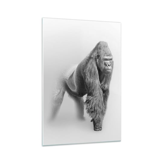 Obraz na szkle - Pewny swej siły - 70x100cm - Zwierzęta Goryl Małpa - Nowoczesny foto szklany obraz do salonu do sypialni ARTTOR ARTTOR