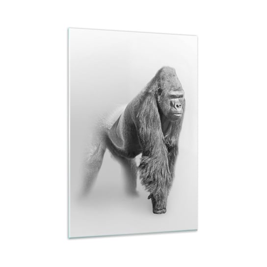 Obraz na szkle - Pewny swej siły - 80x120cm - Zwierzęta Goryl Małpa - Nowoczesny szklany obraz na ścianę do salonu do sypialni ARTTOR ARTTOR
