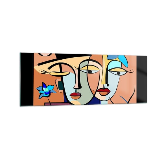 Obraz na szkle - Picassowskie randez vous - 140x50cm - Twarze Nowoczesny Kubizm - Nowoczesny szklany obraz do salonu do sypialni ARTTOR ARTTOR