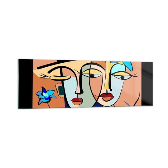 Obraz na szkle - Picassowskie randez vous - 160x50cm - Twarze Nowoczesny Kubizm - Nowoczesny foto szklany obraz do salonu do sypialni ARTTOR ARTTOR