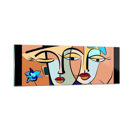 Obraz na szkle - Picassowskie randez vous - 90x30cm - Twarze Nowoczesny Kubizm - Nowoczesny szklany obraz do salonu do sypialni ARTTOR ARTTOR