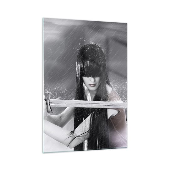 Obraz na szkle - Piękna i niebezpieczna - 50x70cm - Kobieta Miecz Militaria - Nowoczesny szklany obraz do salonu do sypialni ARTTOR ARTTOR